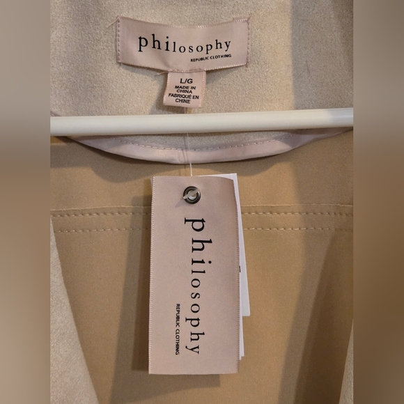 Philosophy Cream Faux Leather Suede Jacket Size Large NWT - Picture 2 of 12